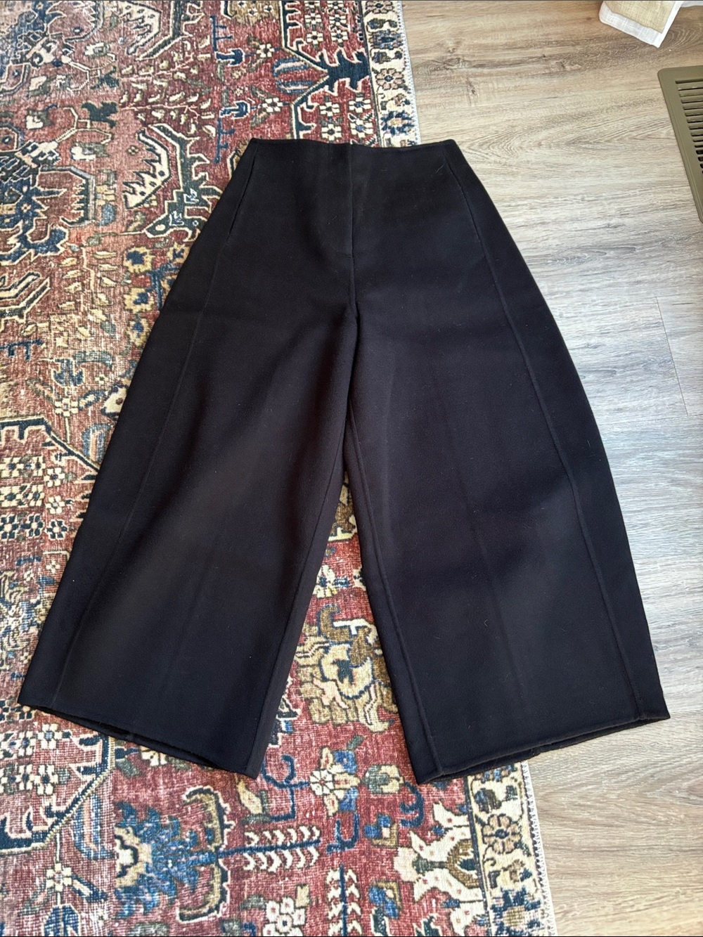 COS Black Wide-Leg Barrel Boiled Wool Pants